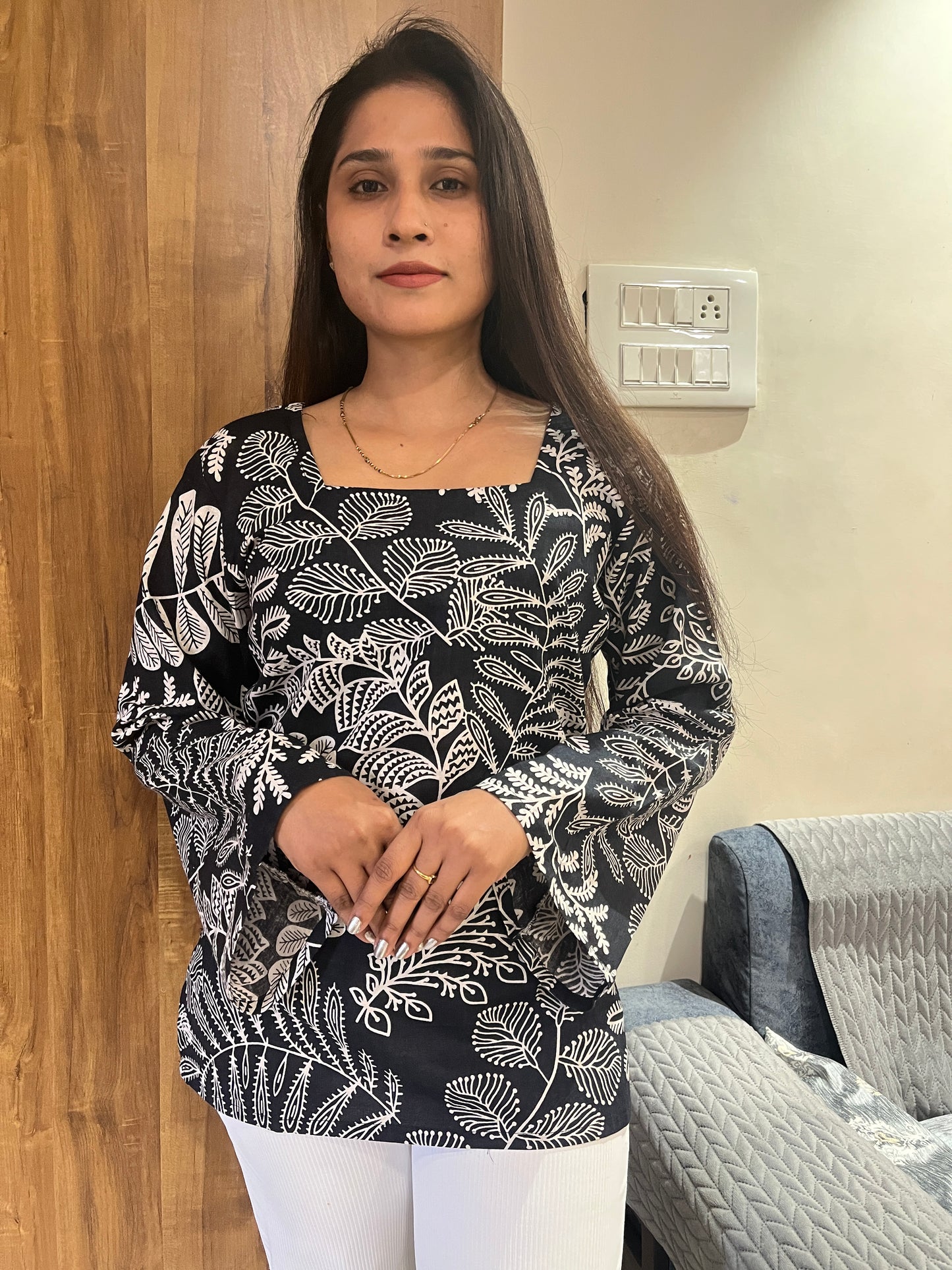 Straight Kurti with Bell Sleeves