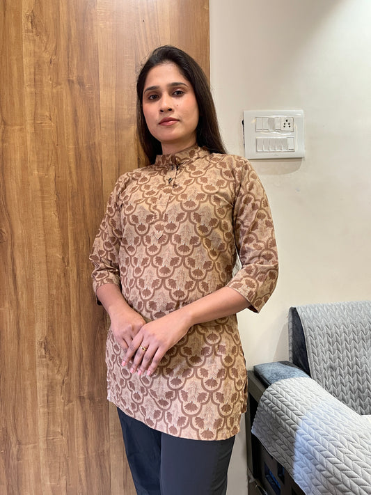 Casual Wear Brown cotton kurti