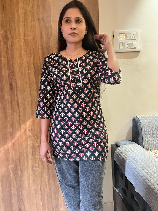 Black Short Kurti for Casual wear